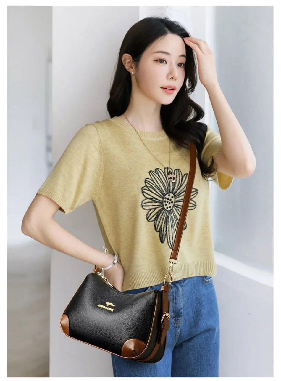 Genuine 3 Layers High Quality Soft Leather Ladies Crossbody Bags for Women Luxury Handbags Women Bags Designer  Shoulder 2024