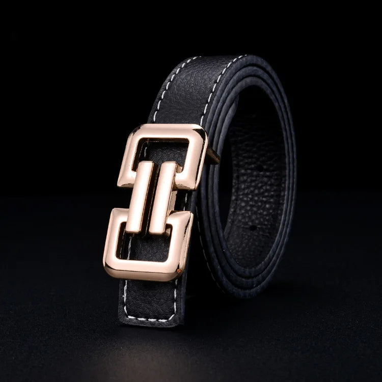 Fashion Luxury Design Children's Belt Metal Smooth Buckle High-end Belts Children's Belt Boys Girls Jeans Waistband Waist Belts
