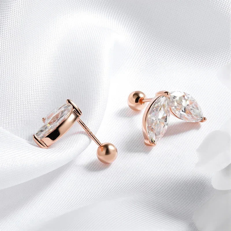 0.3-1CT Marquise Cut Real Moissanite Stud Earrings for Women Party 14k Plated Lab Diamond Earring Silver Jewelry S925