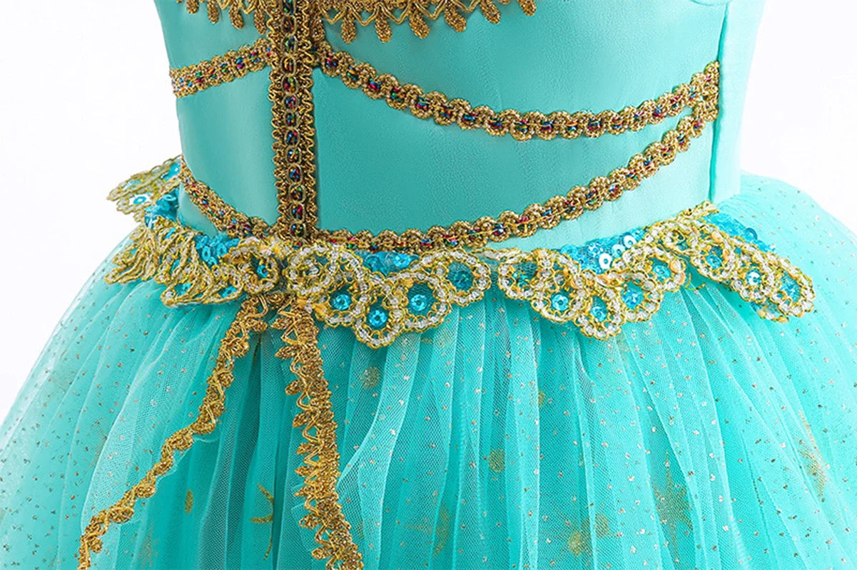 Jasmine Princess Dress Princess Dress Up Of Aladdin The Magic Lamp Costume Girls Birthday Party Halloween Fantasy Top Pants