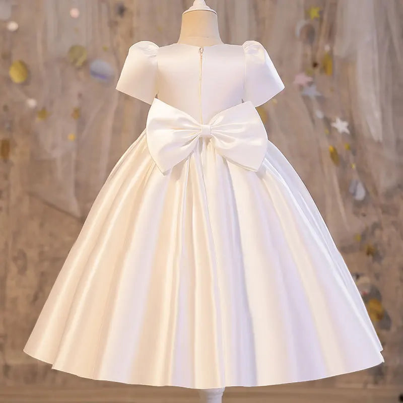 Girls Party Dresses Summer Luxury Elegant Bow Princess Dress Kids Baptism Lace Wedding Vest Birthday Evening Clothes 1-16 Year