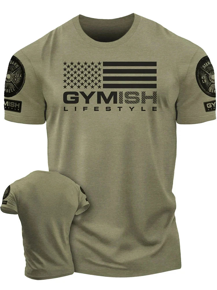 3D printed men's short sleeved T-shirt for comprehensive exercise, fun and fitness Hardcore new handsome and trendy short sleeve