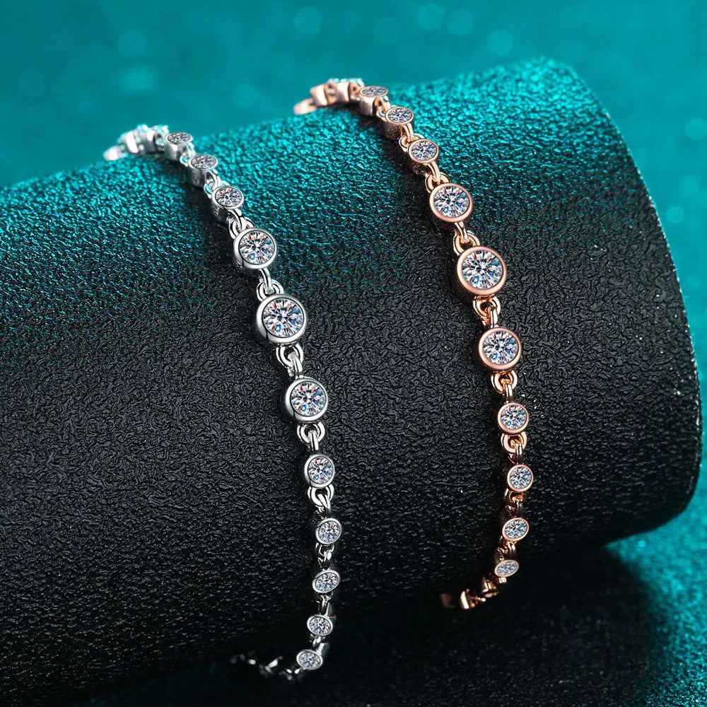 D VVS1 Moissanite Tennis Bracelets for Women Round Lab Diamond GRA 925 Sterling Silver 18k Dainty Bracelet Gift Jewelry