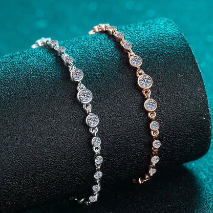 D VVS1 Moissanite Tennis Bracelets for Women Round Lab Diamond GRA 925 Sterling Silver 18k Dainty Bracelet Gift Jewelry
