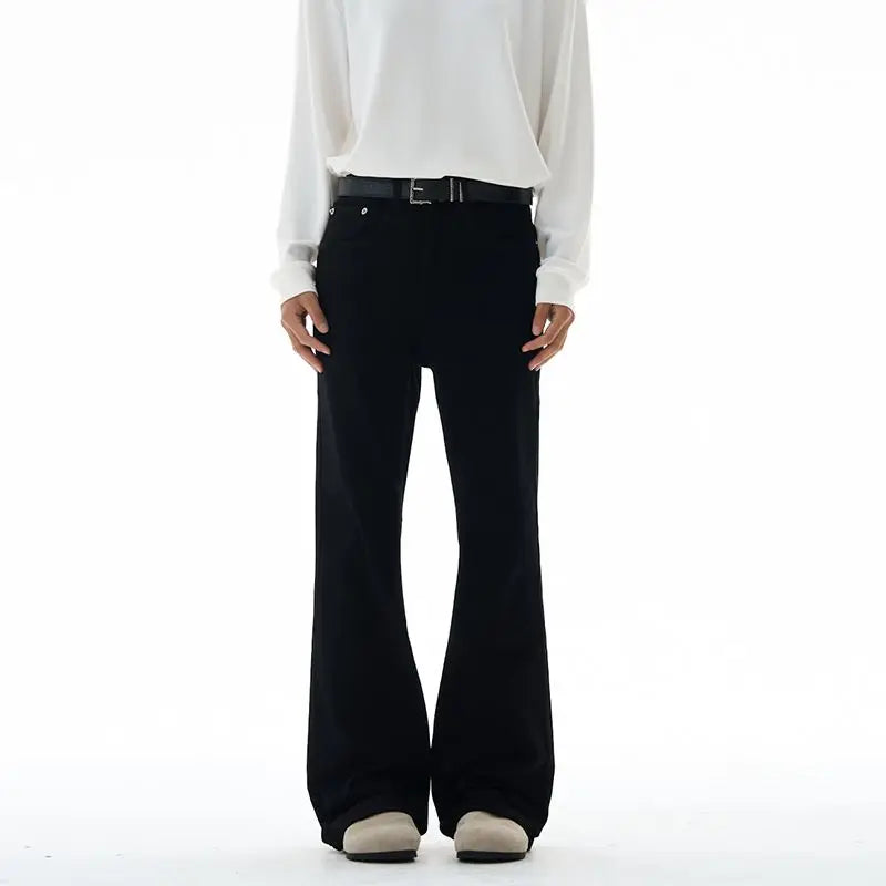 Calça Masculina Vintage Disco Flare Sólida Elástica Slim Fit Estilo Hippie Calça Casual de Perna Larga Streetwear Masculino