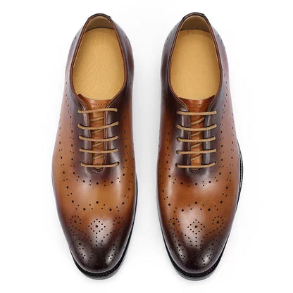 Luxury Genuine Leather Men's Dress Shoes Red/Black Wingtip Oxford Formal Lace-up Brogue Business Man Shoes for Social Wedding