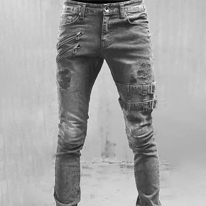 New 2025 Fashion Men's Pants Casual Jeans Men's Thigh Zipper Design Straight leg Jeans Pants Large Size S-4Xl