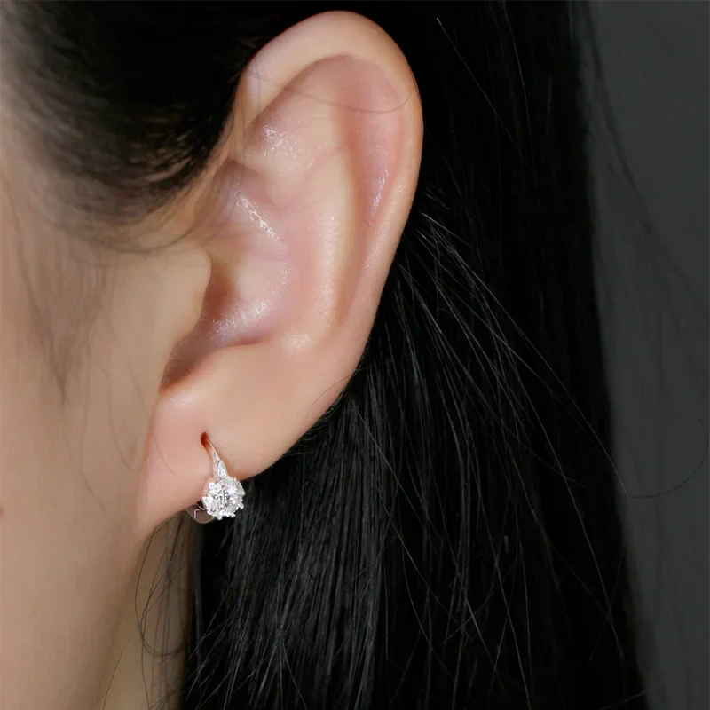 925 Sterling Silver Luxury Shiny Zircon Huggies Hoop Earrings for Women Fashion Elegant Charms Wedding Party Jewelry Gift