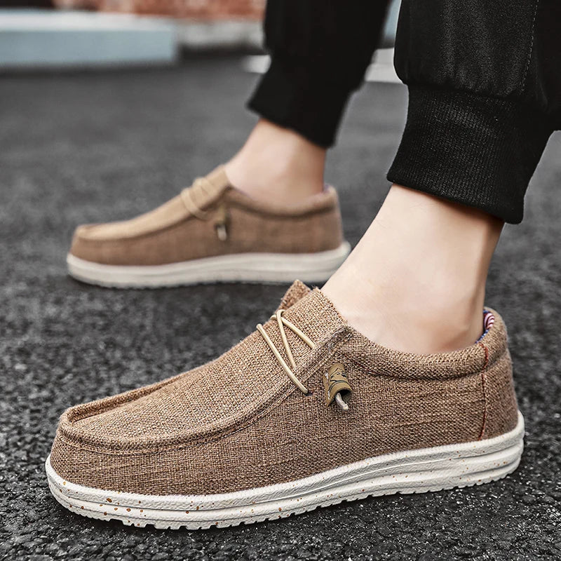 Men's Breathable Casual  Canvas Slip Shoes Comfort Slip-on Loafer Soft Penny Loafers for Men Lightweight Driving Boat Shoes