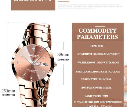 5808 Relogio Feminino Couple Watch Men Quartz watch for Lovers Luxury Womens wristwatch Stainless Steel Waterproof