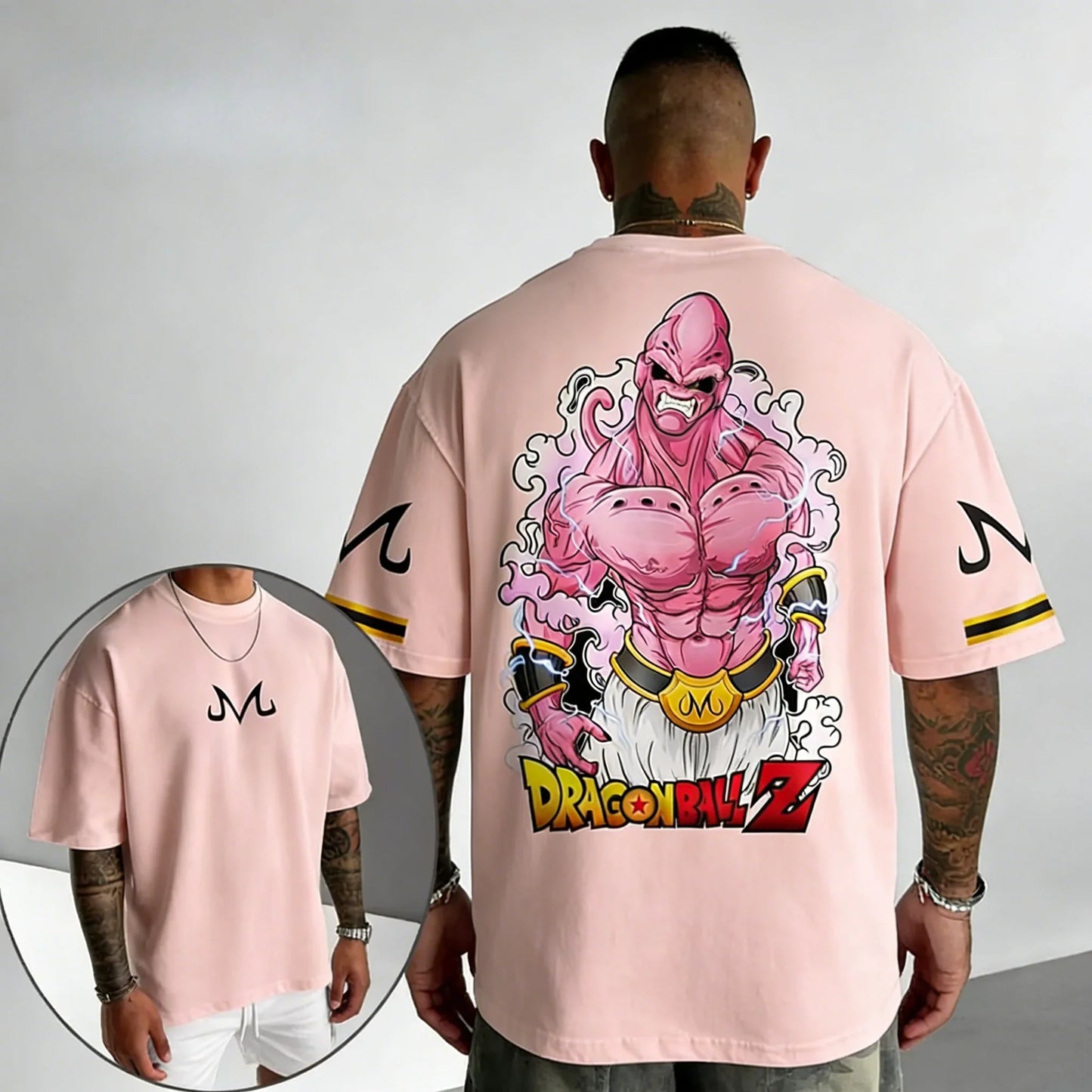 Anime Cotton T-shirt Summer New Majin Buu Printed Men's and Women's Trendy Loose Casual Short Sleeve Top