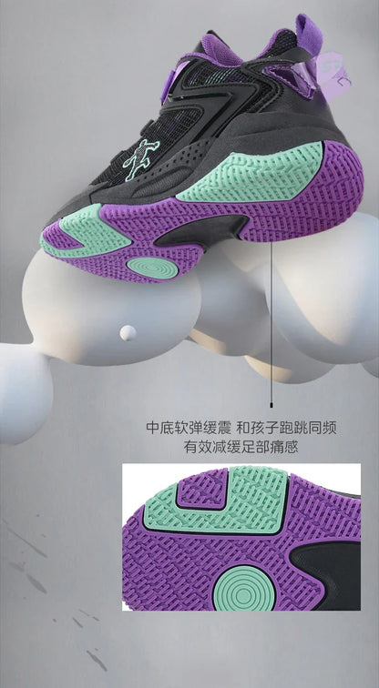Rotary Buckle Kids Basketball Sneakers Boys Brand Sneakers Mesh Breathable Children's Basketball Shoes Outdoor Sports Shoes Girl
