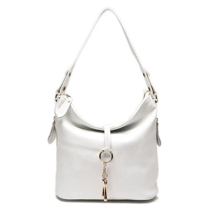 Elegant Women Red Leather Handbag 100% Genuine Leather Lady Hobo Bag Charming Ring Medium Shoulder Bag Bright Yellow Bags