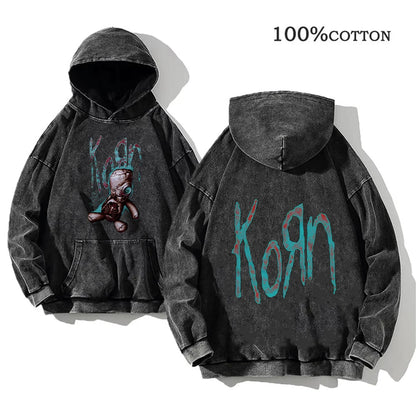 World Tour Hoodies Vintage Washed Men's Sweatshirts Cotton Hip Hop Streetwear Hooded Pullover Loose Y2K Tops