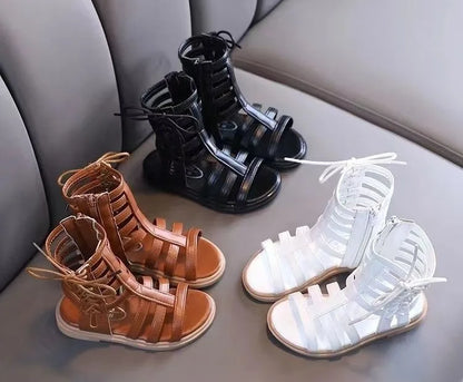 2026 Summer New Girls Beach Princess Roman Sandals Breathable Side Zipper Soft Sole Bestseller