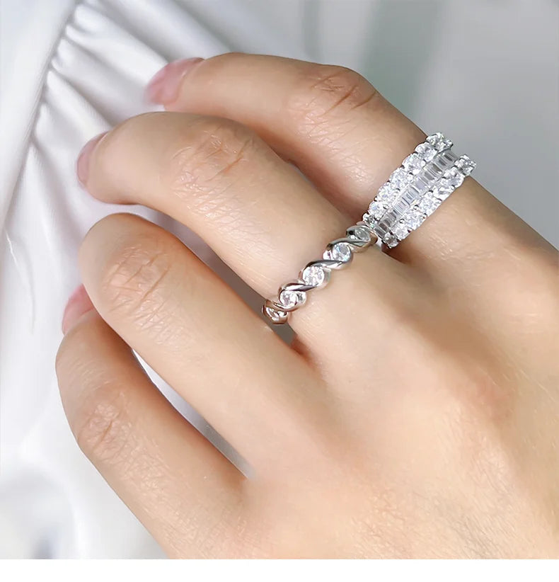 Wide T-shaped diamond ring for women, cool style 925 silver index finger ring, niche design, light luxury daily layering