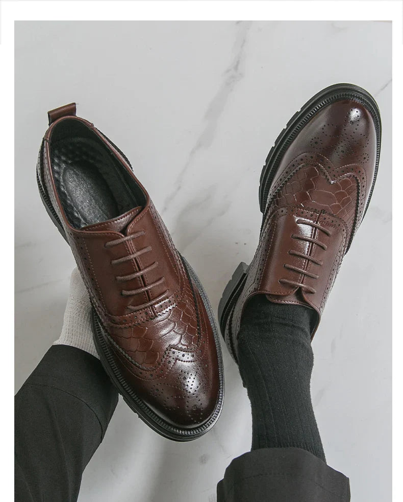Classic Wedding Leather Shoes For Men Brogues High Quality Men's Dress Business Shoes Office Party Social Formal Shoes Male
