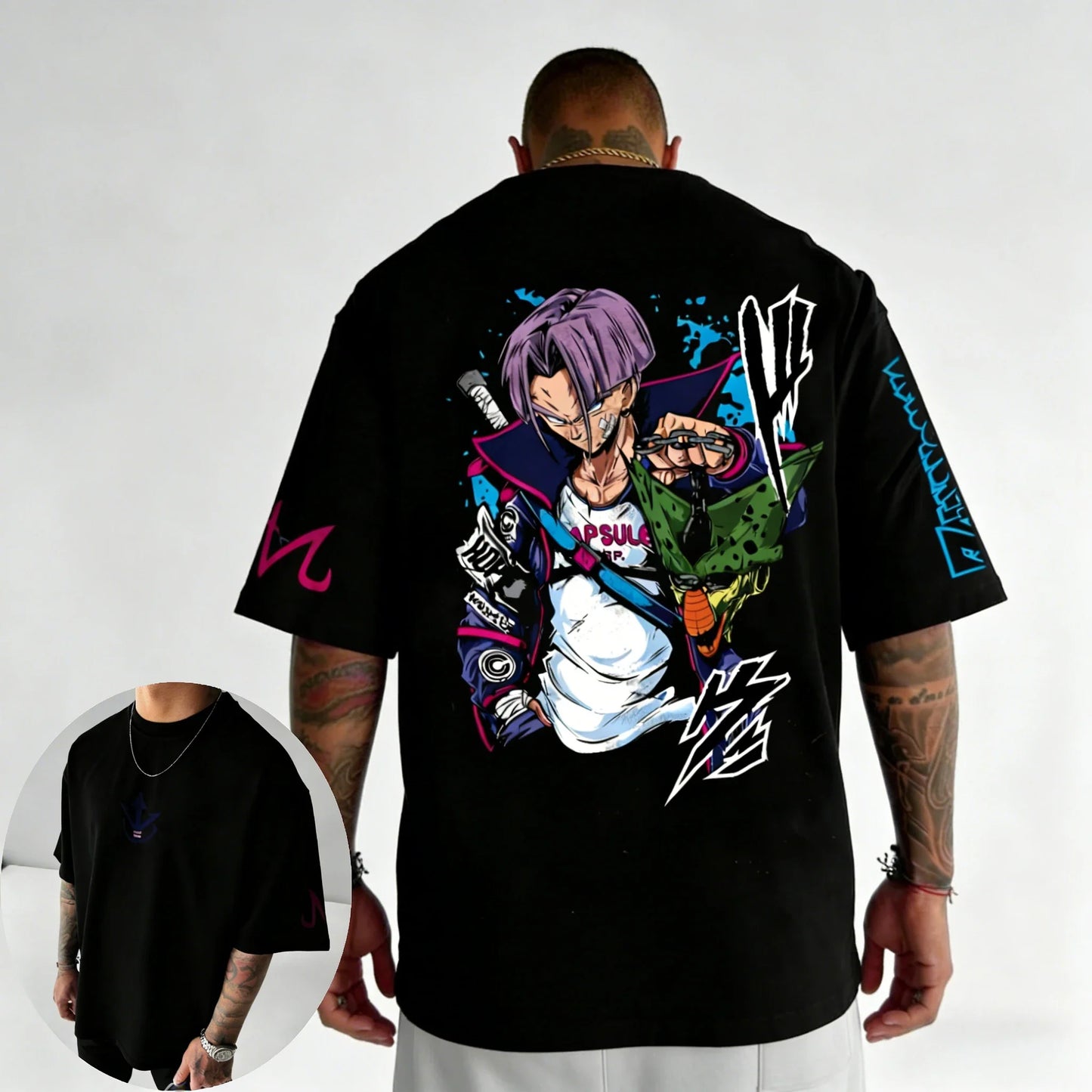 Anime Oversized Cotton T-shirt Summer New Torankusu Printed Men's and Women's Street Hip-hop Loose Casual Top