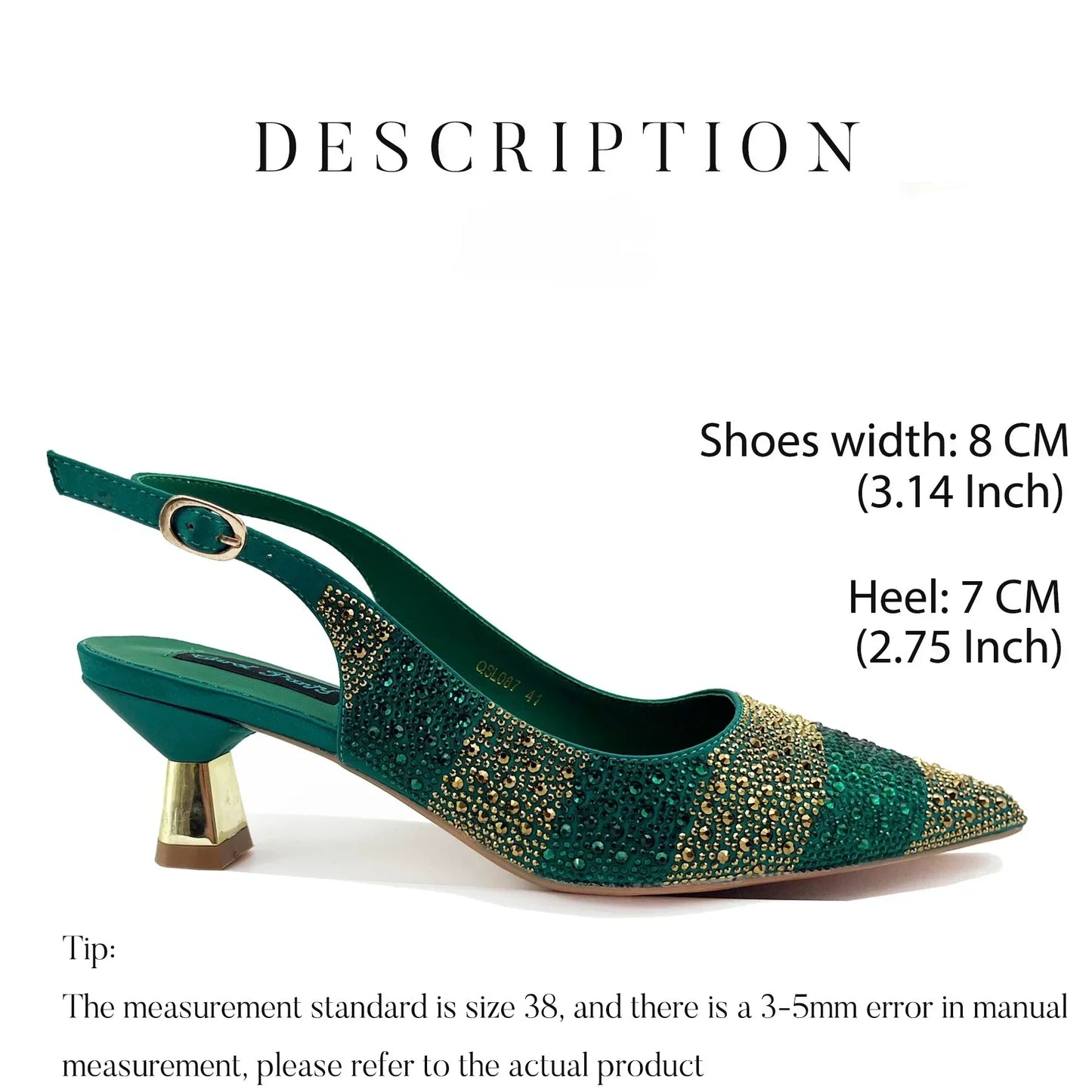 Fashion Nigerian Women Heel Party Ladies Italian Design Green Shoes And Bag Set Decorated with Rhinestone Handbag Wedding Party