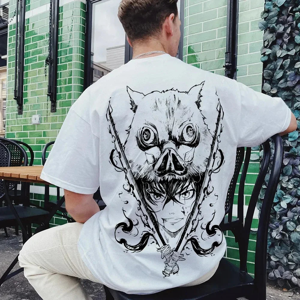 Demon Slayer Printed Short Sleeve Casual Summer Wear Men's Comfortable Clothing Men's Clothing Short Sleeve Half Sleeve Top