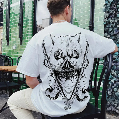 Demon Slayer Printed Short Sleeve Casual Summer Wear Men's Comfortable Clothing Men's Clothing Short Sleeve Half Sleeve Top