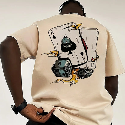 Men's summer 100% cotton printed pattern stylish casual loose comfortable round-neck T-shirt