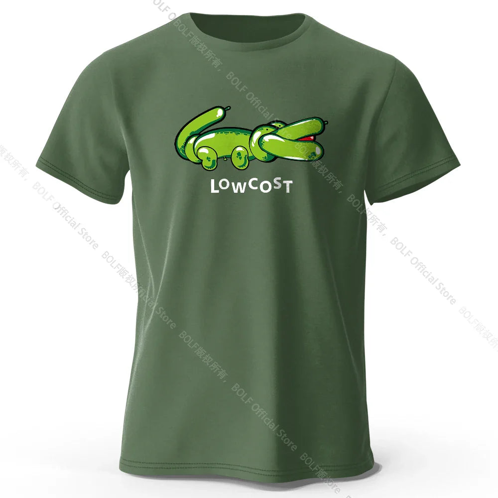 Men's Joke The Lowcost Printed T-Shirt 100% Cotton Oversized Funny Graphic Tees for Women Summer Tops Casual Streetwear