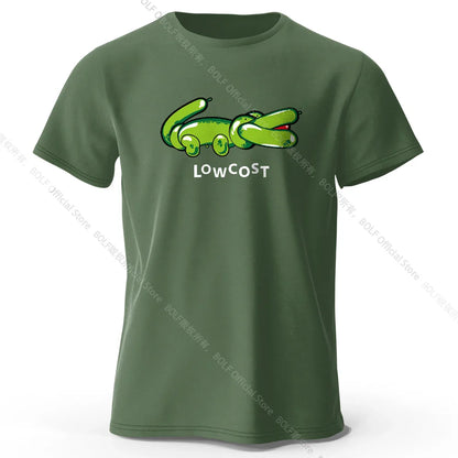Men's Joke The Lowcost Printed T-Shirt 100% Cotton Oversized Funny Graphic Tees for Women Summer Tops Casual Streetwear