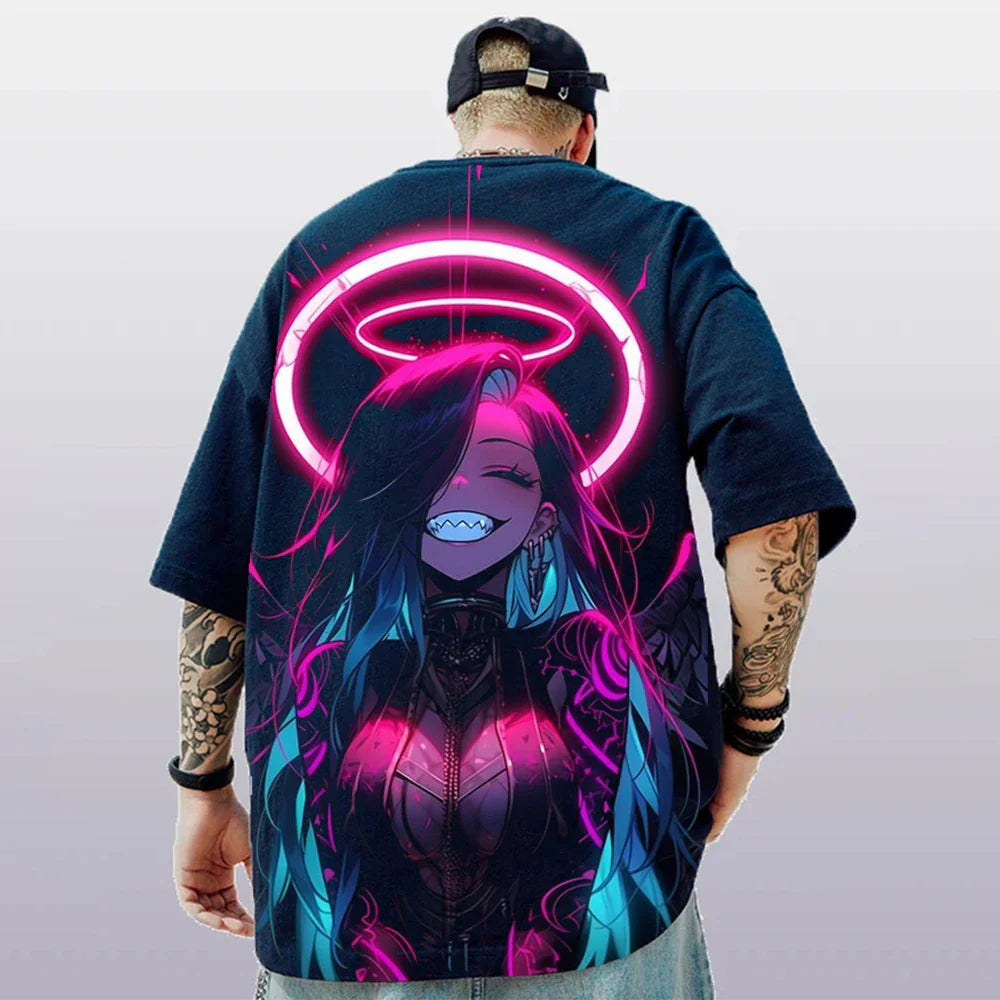 3d Anime Character Print Men's T-Shirt 2024 New Oversized Short Sleeve T-Shirt For Men Street Hip-Hop Tee Top Quick Dry T Shirts
