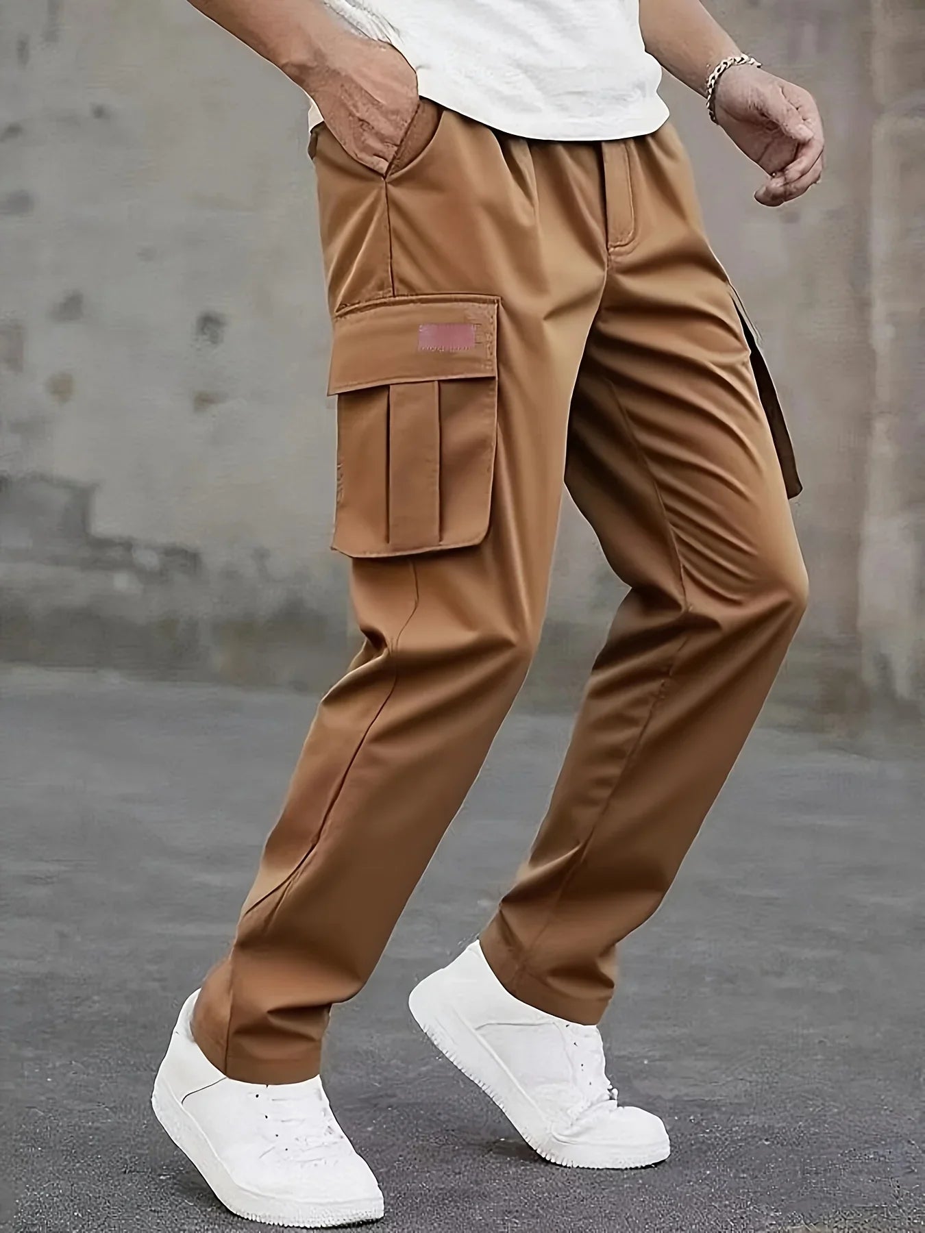 American style high street multi pocket workwear pants for men's new trendy loose straight leg versatile casual long pants