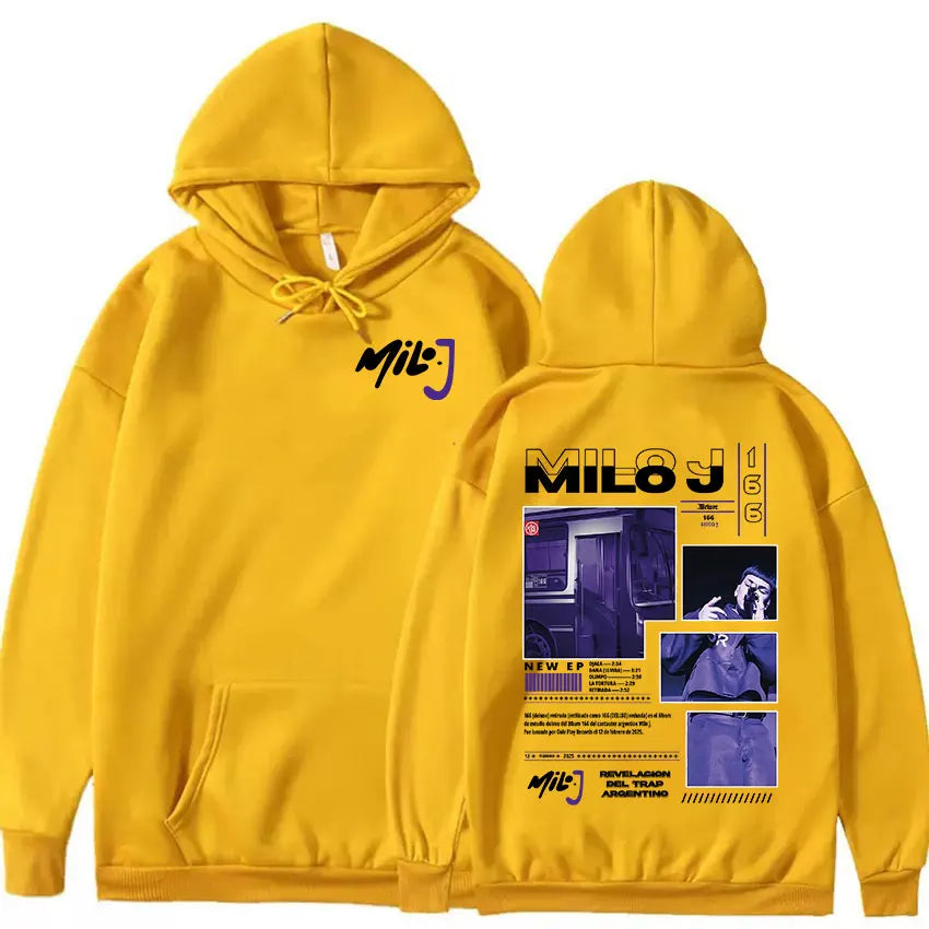 Rapper Milo J 166 Tour 2025 Album Graphic Hoodie Men Hip Hop Gothic Long Sleeve Sweatshirts Vintage Oversized Hoodies Streetwear