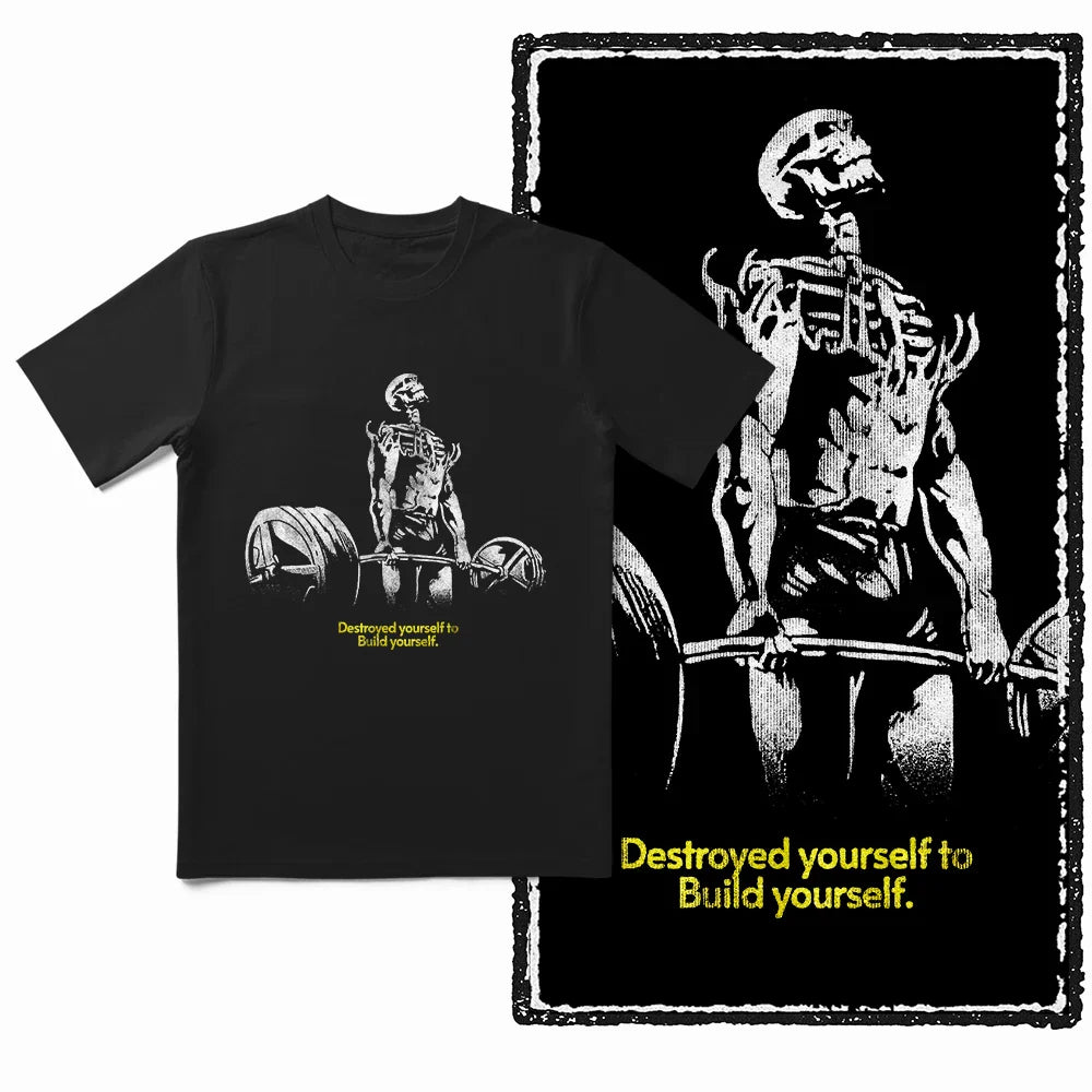 Coolmind YG Body building gym Cotton Exclusive Graphic Men T shirt for men cotton Big Size Cool BLACK men's novelty tee shirt