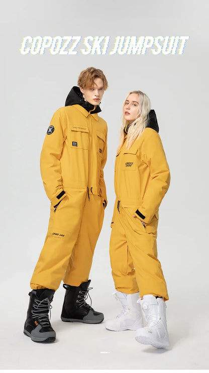 Thick Men Women One-Piece Ski Jumpsuit Outdoor Sports Snowboard Jacket Warm Jump Suit Waterproof Winter Clothes Overalls Hooded