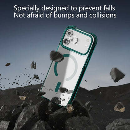iPhone 17 pro max acrylic mobile phone case tpe suitable for high permeability 17 airbag anti-drop magnetic case green