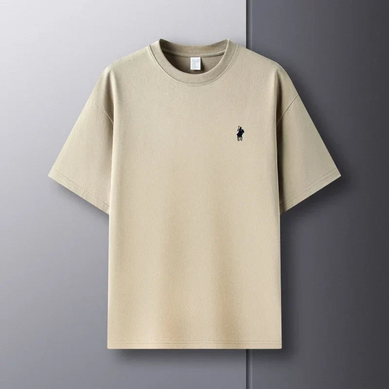 100% pure cotton short sleeve round neck men's T-shirt hot selling luxury brand summer exquisite pony embroidery breathable top