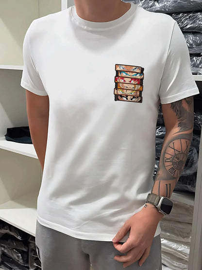 Oversized Men's Short Sleeve T Shirt Anime Printed 2025 Summer Casual Cotton Streetwear Trendy Graphic Tee Tops