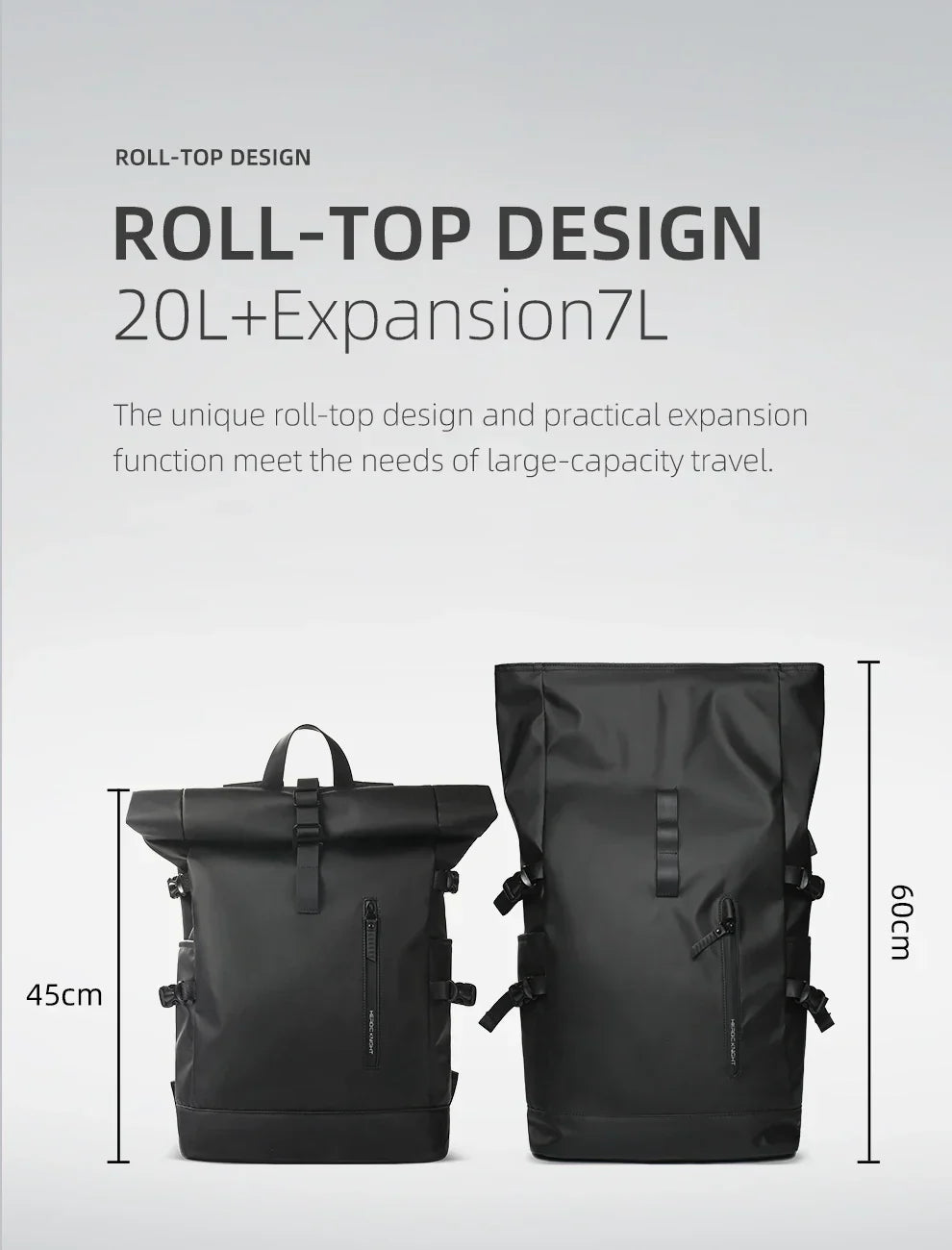 Expandable Travel Backpack Men Large Capacity Waterproof 15.6” Laptop Bag Hiking Rucksack Cycling Daypack Bag with USB Port
