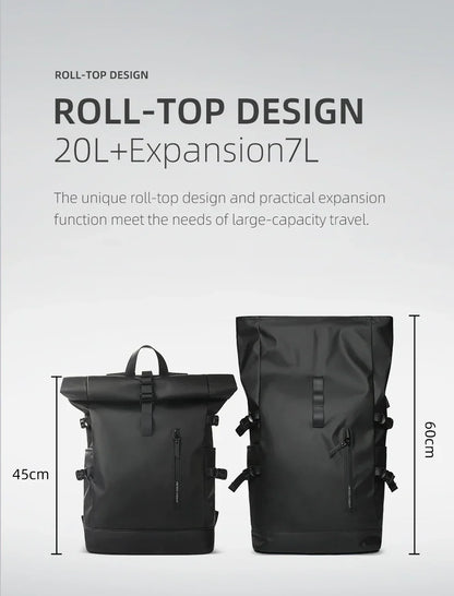 Expandable Travel Backpack Men Large Capacity Waterproof 15.6” Laptop Bag Hiking Rucksack Cycling Daypack Bag with USB Port