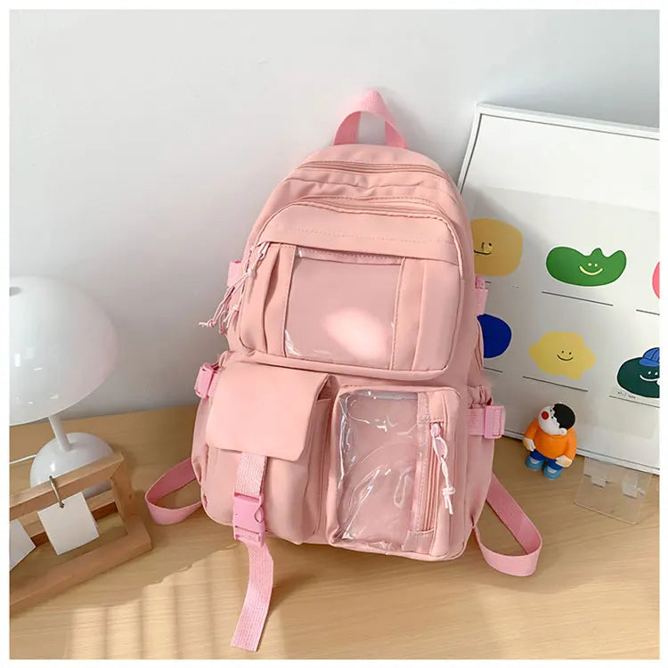 New Cute Nylon Backpack Suitable for Young Girls, Female Students, and Ladies, Multi-Pocket Student Backpack