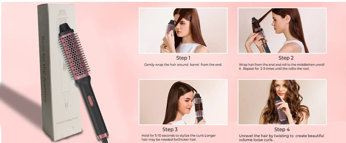 Curling lron Brush 2 in 1 Electric Hair Comb Negative lon Hair Dryer Styling Appliances Portable Professional Hair Strai