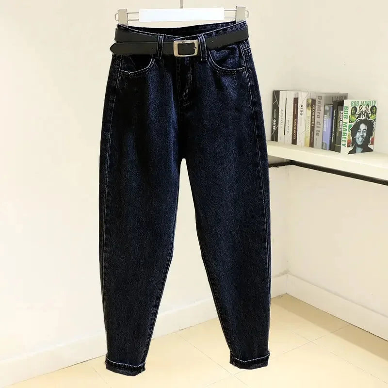 High Waist Mom Jeans Women Loose Slimming Long Trousers