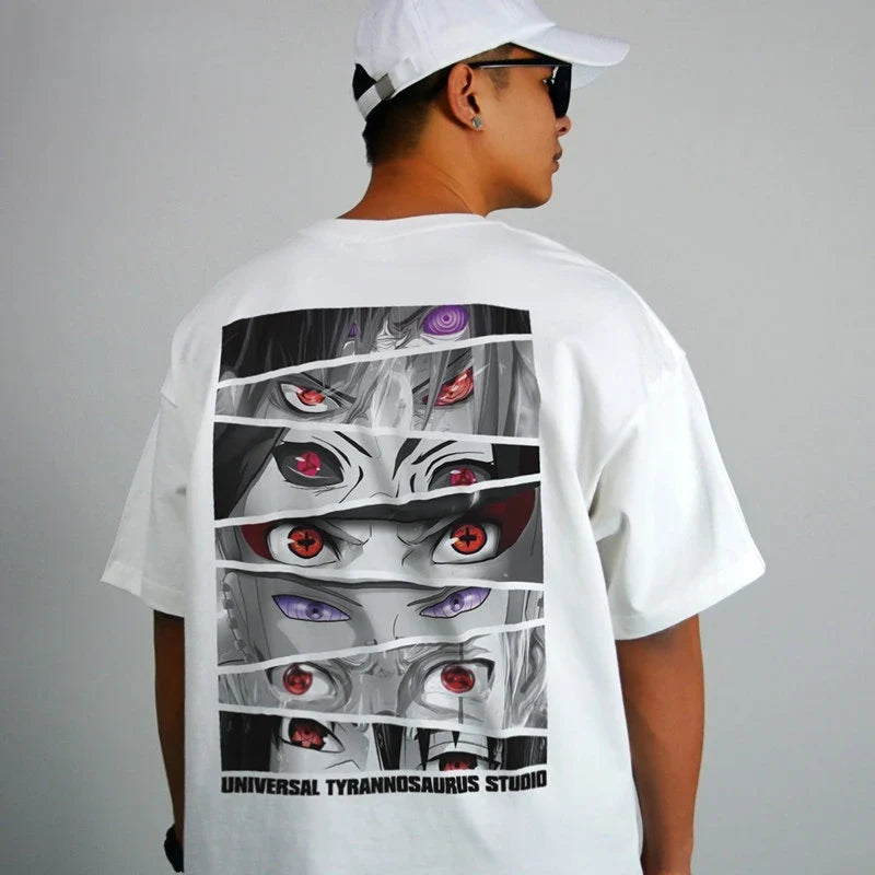 Camiseta Estampada com Estampa de Olho Estilo Fatiado, Produtos de Anime IP, Mangas Curtas Casuais para Adultos e Crianças