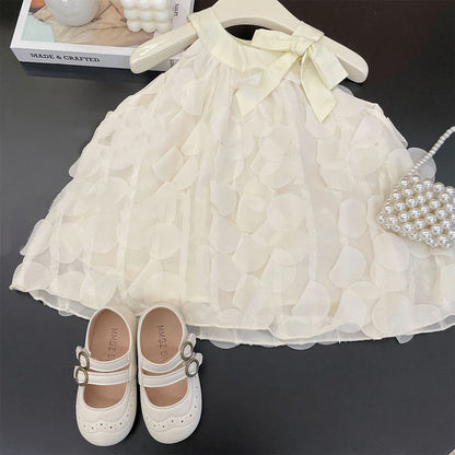 Bear Leader Girls' Dress 2023 Summer New Girls' Bow Fold Sleeveless Tank Top Dress Girls' Princess Dress Kids' Fashion Clothing