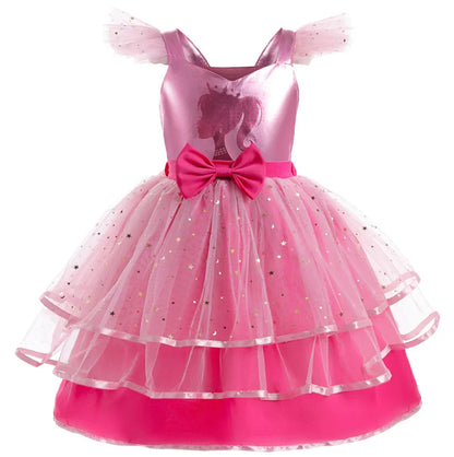 Princess Girls Rosy Movie Tutu Dress for Girl Letter B Birthday Party New Year Christmas Costumes Margot Ken Robbie