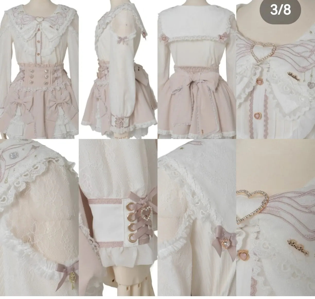 Liz Japanese New 2026 Spring Sweet Girl Heart Buckle Double Bow Lace Patchwork High-waisted Kawaii Elegant Princess Short Skirt