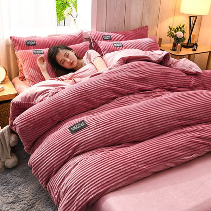 Solid Color Velvet Duvet Cover Winter Warmth Thick Bedding Set Double Quilt Cover Twin Queen King Comforter Cover 150×200