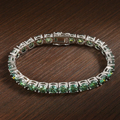 D VVS Original Green Moissanite Tennis Bracelets for Women Men Lab Diamond with GRA Wedding Jewelry 925 Sliver Bracelet