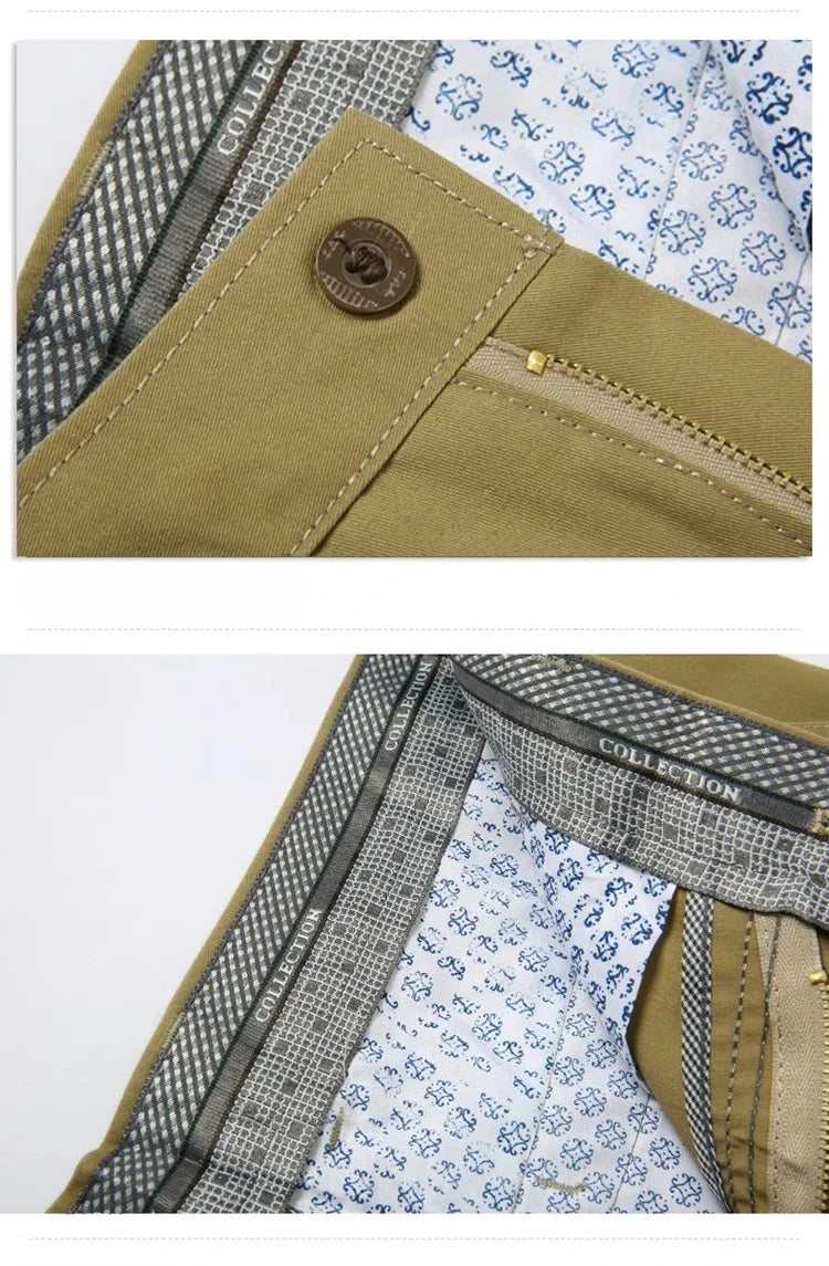 100% Cotton Men's Casual Pants Summer Autumn Fashion Solid Black Khaki Gentle Men Business Long Trousers Brand Smart Suit Pants