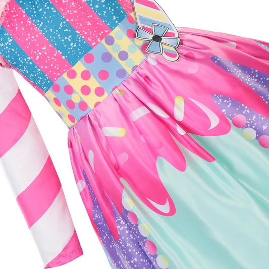 Children's Candy Dress Candy Princess Cosplay Costume Purim Carnival Party Fancy Dress Dress with Candy Hat Suit Prom Costume