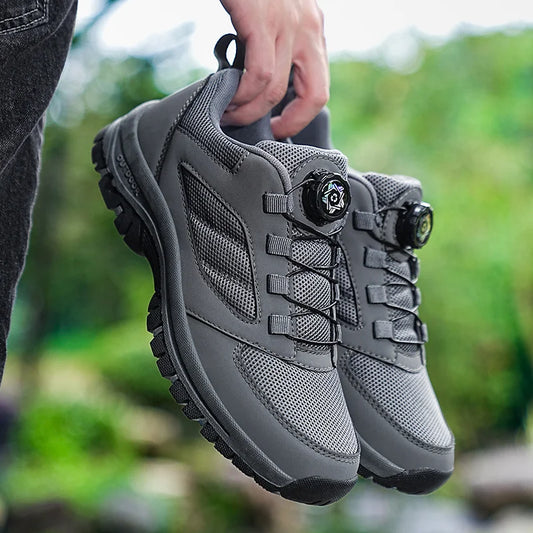 Calçado Esportivo Masculino de Primavera e Outono para Exterior com Fivela Rotativa, Confortável, Antiderrapante, para Caminhada, Tamanhos Grandes 39-48
